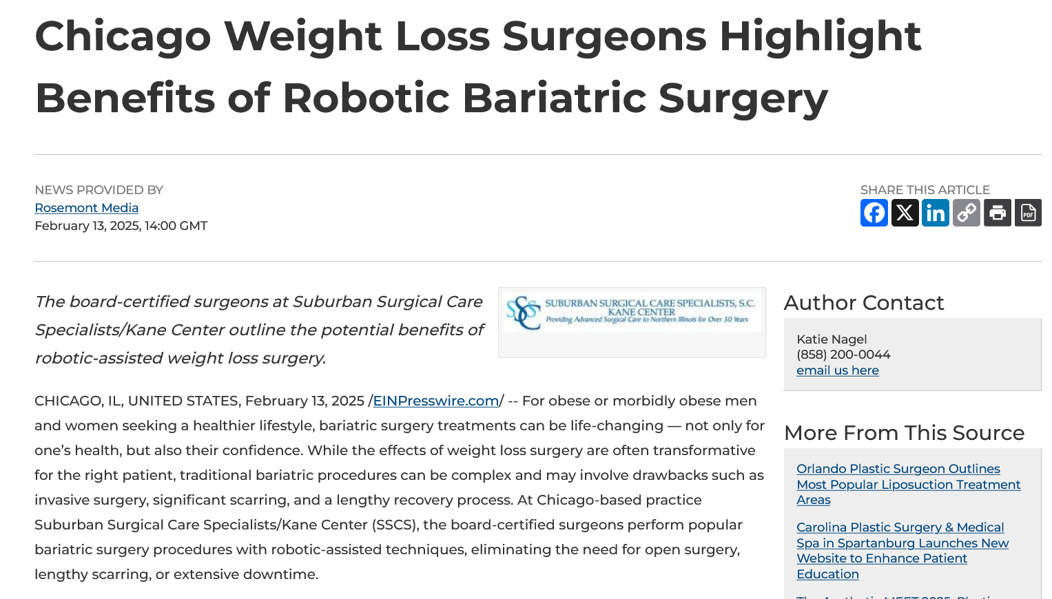 Chicago Weight Loss Surgeons List Benefits of Robotic Bariatric Surgery